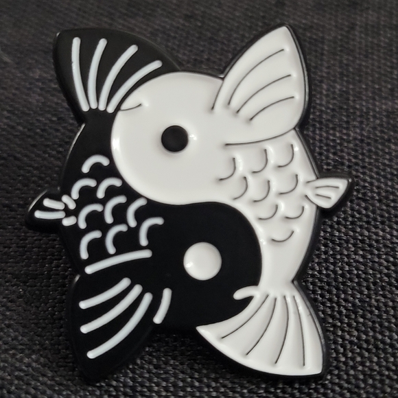 Koi Fish Yin & Yang Enamel Pin - Picture 10 of 10